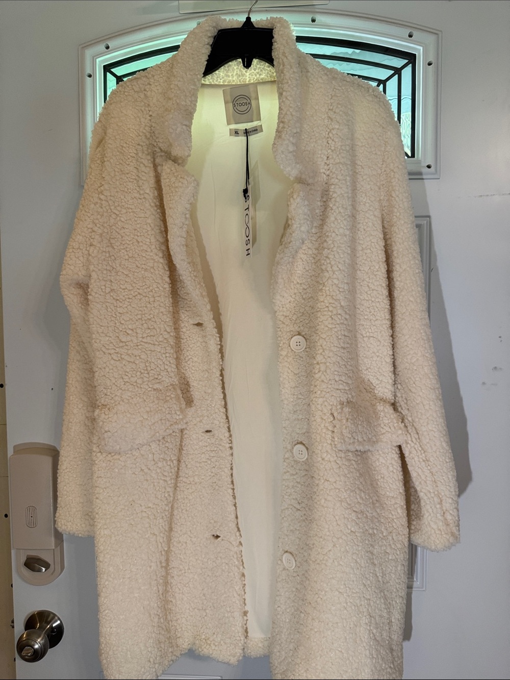 Stoosh Cream Teddy Faux-Sherpa Coat for Women